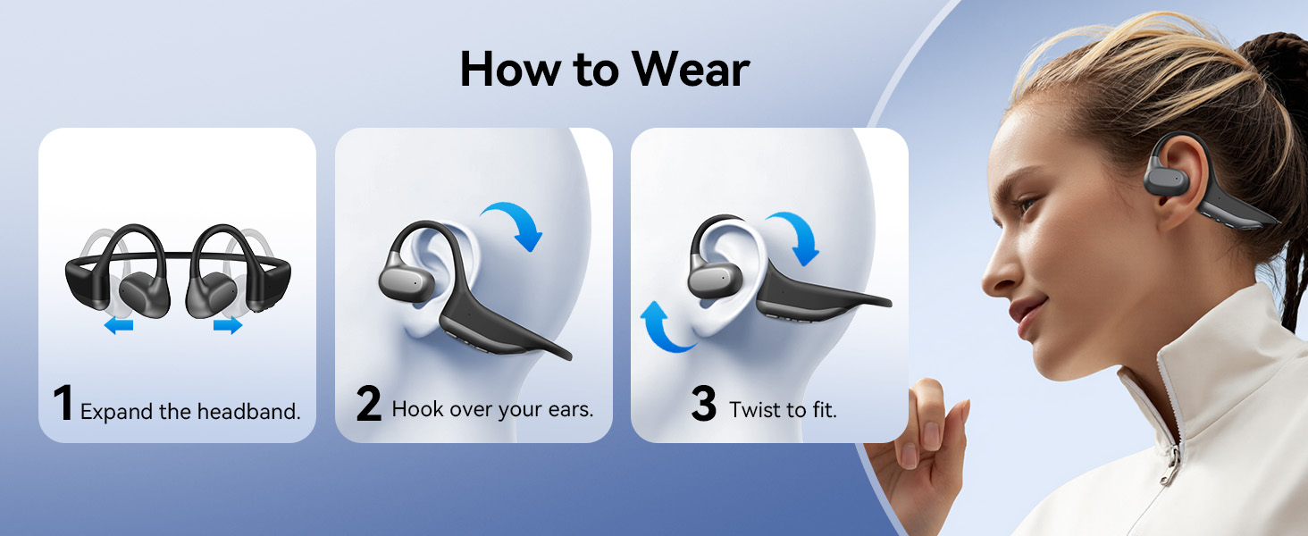 O2 Open Ear Headphones, Running Earbuds Wireless Bluetooth 5.3